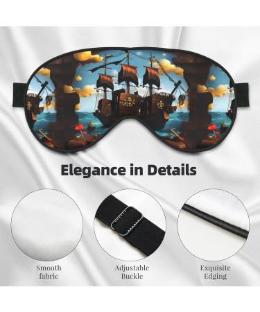 Cartoon Pirate Ship Eye Mask | Unisex Adjustable Blackout Sleep Mask for Travel Yoga & Office Naps - Buy Online on GoSupps.com