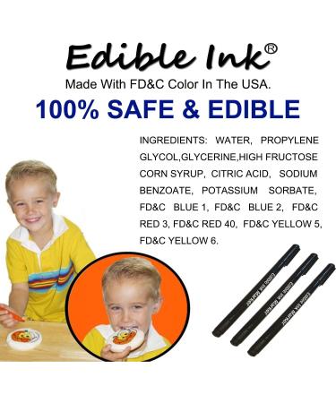 Dual Tips Food Coloring Pens Food Grade Markers and Gourment Writers Edible Ink for Decorating Set of 3 Black by Edibleink - Buy Online on GoSupps.com