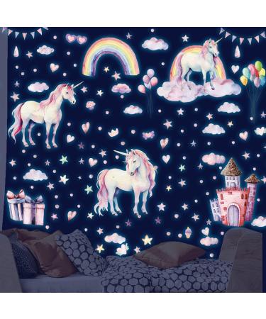 Glow in The Dark Unicorn Stars Wall Stickers for Girls Bedroom - Luminous Ceiling Decals for Kids Playroom and Nursery - Buy Online on GoSupps.com
