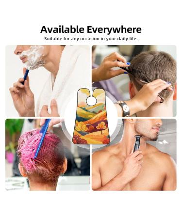 Cartoon Hills Print Beard Bib Apron - Non-Stick Men's Hair Catcher for Shaving | Perfect Gift for Men - One Size Black - Buy Online on GoSupps.com