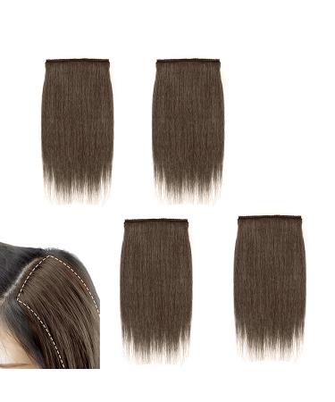 4 pieces Invisible Traceless Side Fluffer Mini One Piece Hair Pad 10 cm (Light Brown)