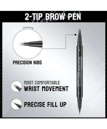2 in 1 Double Ended Microblading Eyebrow Pencil with 2 Brush Tips Applicator Precise 3D Eyebrow Pencil Waterproof Long Lasting Natural Eyebrow Pencil - Buy Online on GoSupps.com