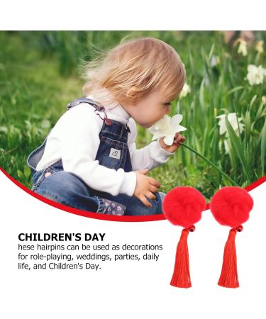 FOYTOKI 1 Pair Children's Hair Accessories Tassel Headwear Chinese ' Headdress Hair Clip Chinese Clothing Bow Headdress New Year Girl Hair Clip Hair Loop - Buy Online on GoSupps.com