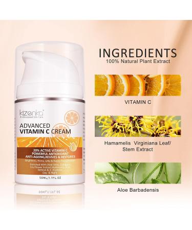 Vitamin C Cream 20% Vitamin C Age Aging Cream for Face and Skin Moisrturiser Day Cream Fits for Women for Smoothing Fine Lines & Wrinkles - 50ml - Buy Online on GoSupps.com