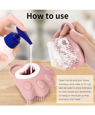 Tiesome Dog Cat Bath Brush Comb | Silicone Puppy Grooming Tool & Shampoo Dispenser | Soft Pet Cleaning & Massage Brush (Pink Paw Form) - Perfect for Soothing Washing - Buy Online on GoSupps.com