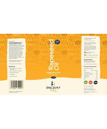3L Refined Rapeseed Oil by The Ancient Oil Company | Made in UK | Ideal for Everyday Cooking, Baking, or Cold Dishes - Buy Online on GoSupps.com