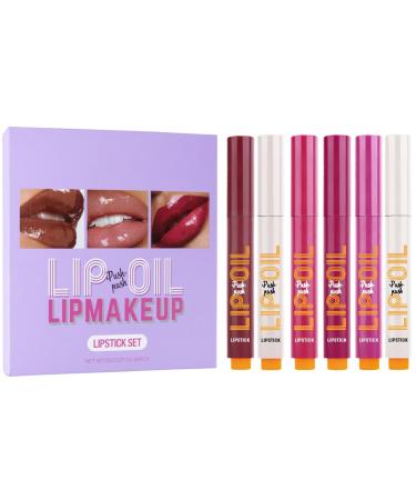 Luckxing Click Lip Gloss Click Lipstick Pen - Lip Stains Lipstick Set of 6 for Women | Waterproof Lip Gloss Plumping Lip Oil for Girls
