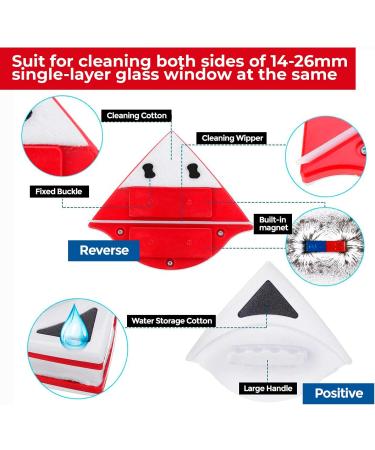 Edihome Magnetic Window Cleaner with Double Sides for Windows 15-24 mm Professional Window Cleaner Includes 6 Sponges 4 Brushes 12 Sponge Adjusters - Buy Online on GoSupps.com
