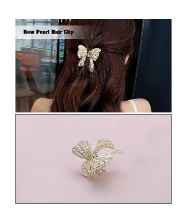 2PCS Delicate Pearl Bow Hair Claw Clips - Metal Hair Accessories for Girls and Women | DIY Headwear Accessory - Buy Online on GoSupps.com