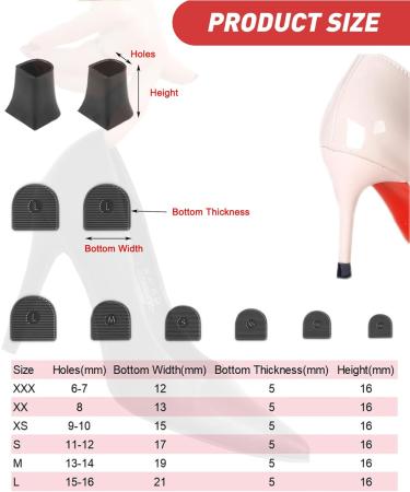 12 Pairs High Heel Caps - Protectors in 6 Sizes | Black & Clear Heel Covers for Outdoor Events & Weddings - Buy Online on GoSupps.com