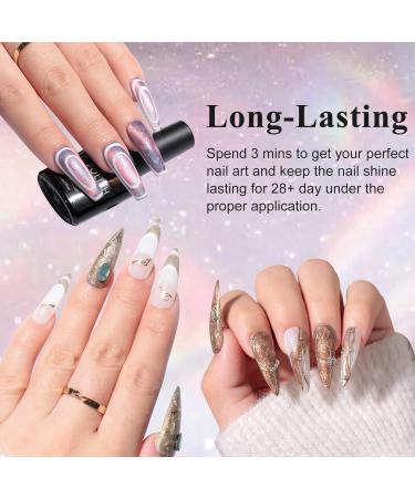 Cat Eye Gel Nail Polish Set - 6 Colors Shell Pearl Magnetic Holographic Galaxy Glitter - Soak Off UV Gel Polish with Magnet Stick - Chameleon Nails Valentine's Day Gift - Buy Online on GoSupps.com