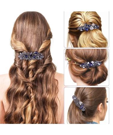 Buy 4-Piece Retro Rhinestone Hair Clips for Women | Vintage Crystal & Alloy Spring French Hair Accessories (Silver + Blue) - Buy Online on GoSupps.com