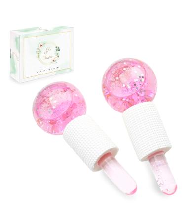 PaveTW Ice Globes For Facials - Facial Globes for Face & Eye Puffiness Relief - Ice Globe Massager Increase Collagen Production  Reduce Fine Lines and Wrinkles for Face  Eye  Neck (Pink)