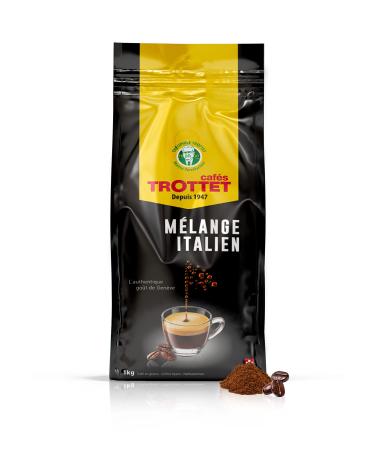 Cafés Trottet Italian Blend Whole Bean Coffee 1KG, Blend of Arabicas and Robusta, Artisan Roasting