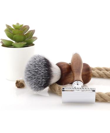 JAG Shaving Razor Set | Sustainable 3-Part Wooden Razor & Synthetic Hair Brush | Double Edge Blades for Men & Women | Eco-Friendly Shaving Stand - Buy Online on GoSupps.com