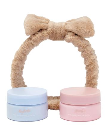 Technic Facial Skincare Gift Set - Hydrating Hyaluronic Acid Face Mask & Purifying Pink Clay Face Mask - Contains a Soft Headband with Bow - Vegan & Cruelty Free