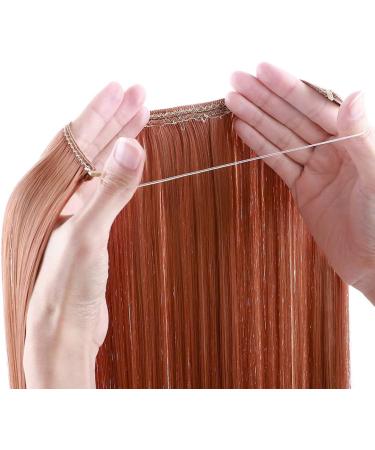 Silk-co One Piece Wire in Hair Extensions 20inch Long Straight Hairpiece No Clip Synthetic Hair Wire String Redish Brown - Buy Online on GoSupps.com