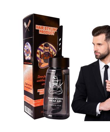 Men Styling Gel with Comb - 2-in-1 Hair Wax Gel with Comb - Lightweight Hair Cream Salon Styling Gel Tool Fast Build Hair Styling Leoly