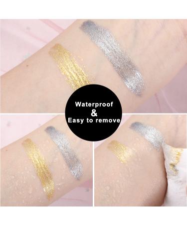 2021 Upgraded Liquid Glitter Eyeliner Set - Metallic Shimmer & Long Lasting Waterproof Formula in Gold - Buy Online on GoSupps.com