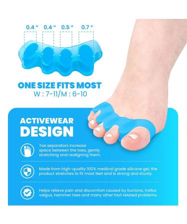 Mroobest Toe separator Toe spacers Gel Toe Separators Bunion Correctors Toe Spacers Toe Straightener Toe Stretcher Big Toe Correctors Toe Separator 4 Count (Blue) blue-1 One Size - Buy Online on GoSupps.com