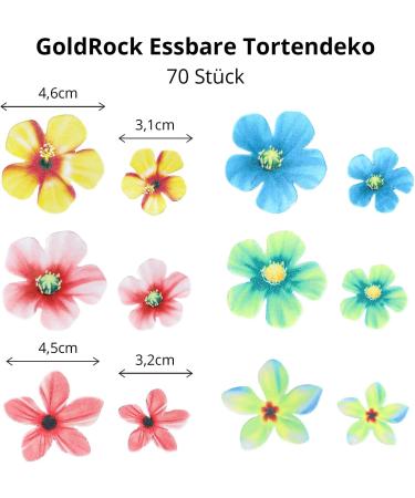 70 Pieces Gold Rock Edible Flower Cake Decorations | Wafer Paper Floral Party Accessories for Weddings Birthdays & Celebrations - Buy Online on GoSupps.com