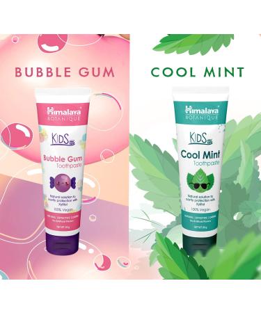 Himalaya Botanique Kids Toothpaste | Mint & Bubblegum | Fluoride-Free Vegan Gluten-Free | Reduces Plaque & Strengthens Teeth | 80g Pack of 2 - Buy Online on GoSupps.com