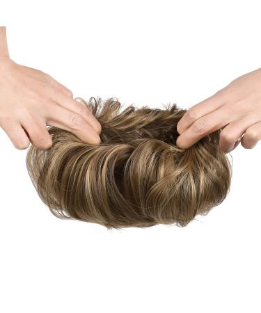 Elaine Synthetic Messy Bun Scrunchie: Medium Ash Brown & Light Ash Blonde Highlights - Women's Hair Updo Extension - Buy Online on GoSupps.com