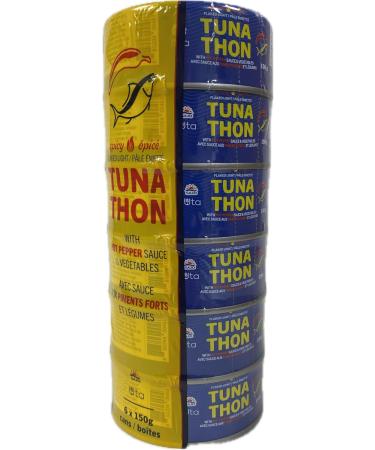 Uta Skipjack Tuna Premium Flaked Light and Spicy Canned Tuna 6 Pack 150g Each. High Protein Irresistible Blend with Hot Pepper Sauce and Vegetables - Buy Online on GoSupps.com