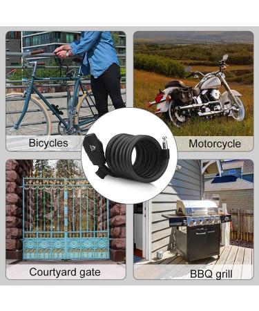 High-Security 180cm/12mm Bicycle Lock - Durable Keyed Metal Cable Lock for Bikes Motorcycles Gates and Scooters (Black) - Buy Online on GoSupps.com