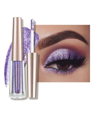 Anglicolor Eyeshadow Liquid Glitter Eyeshadow Highly Pigmented Glitter Gel Diamond Eyeshadow Liquid Eyeshadow & Eyeliner Blendable Shimmer Eyes Makeup Vegan (#11 Purple)