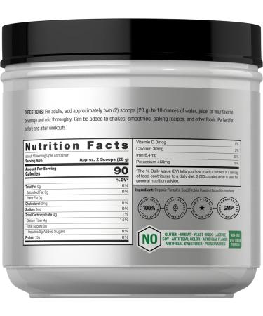 Organic Pumpkin Seed Protein Powder 16 oz | Vegetarian, Gluten Free, Non-GMO | Keto & Paleo Supplement | 15g Protein | Horbaach - Buy Online on GoSupps.com