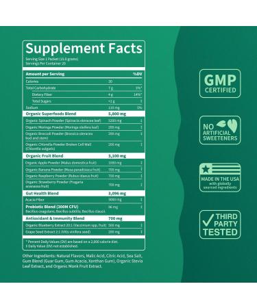 Nello Supergreens Premium Superfood Greens Drink Mix w/Chlorella Moringa Spinach & Broccoli + Digestive Enzymes & Probiotic Blend -Nutrient-Packed Powder Wellness (Mango Peach 20 SRV Travel Pack) Mango Peach 20 Servings  - Buy Online on GoSupps.com