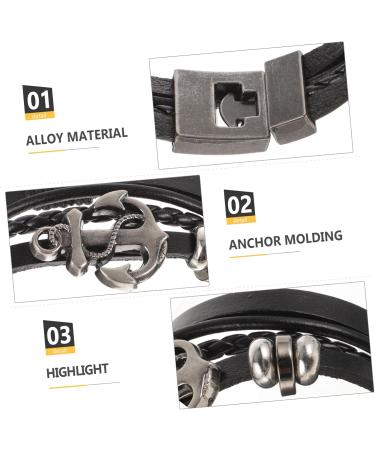 2pcs Hombre Hand Black Bangles Creative Leather Bracelets Braided Chain Wristband Adjustable De 21x2cm As Shown - Buy Online on GoSupps.com