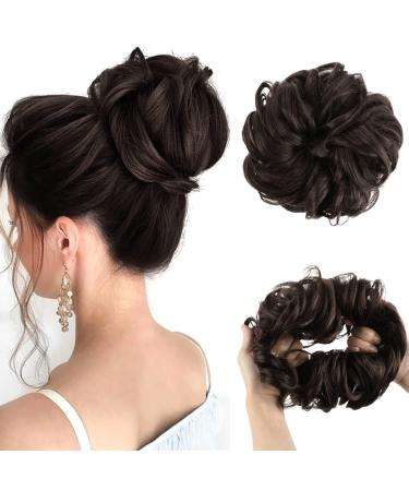 Vlasy Messy Bun Hair Piece for Women Curly Wavy Hair Scrunchies Bun Extensions Hairpieces Synthetic Hair Chignons Accessories Updo for Girls(4# 60g) 60g 4#