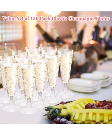 150 Clear Disposable Plastic Champagne Flutes - 5.5 Oz - Wedding Party Toasting Glasses - Buy Online on GoSupps.com