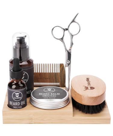 Beard Caddy Organizer for Grooming Products - Men's Bathroom Organizer Display Stand - Beard Product Holder for Vanity Top - Neatly Stores Your Beard Oil, Balm, Wash, Comb, Brush & Scissors (1 Piece Bamboo Caddy) - Buy Online on GoSupps.com