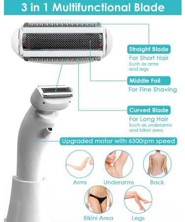 Vacto Electric Razor for Women with LED Light - Rechargeable Bikini Trimmer and Shaver for Body Hair Removal - White (Upgraded) - Buy Online on GoSupps.com
