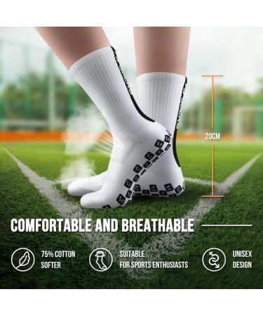 Gohanny Soccer Socks - 3 Pairs Grip Socks for Men Women & Children | Slipproof Football Basketball Running & Hiking Socks (Size 35-39 39-46) - White - Buy Online on GoSupps.com