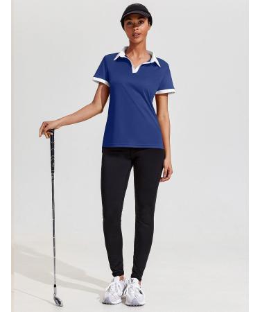 COOrun Women's Golf Polo Shirt | Short Sleeve Athletic Top | Navy Blue | UPF 50+ | V-Neck Tennis Shirt | Quick Dry - Size Small - Buy Online on GoSupps.com