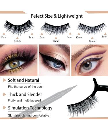 Anohuyho Magic Eyeliner Kit with 3 Pairs of False Eyelashes - Natural Look, 2-in-1 Eyeliner, Rose Gold Tweezers | Lash Extension Supplies - Buy Online on GoSupps.com