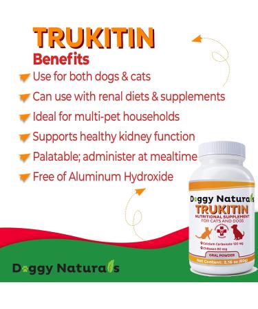 Pet Health Pharma Trukitin Chitosan Phosphate Binder for Cats & Dogs | Renal Support Supplement with Natural Ingredients - 60g - Buy Online on GoSupps.com