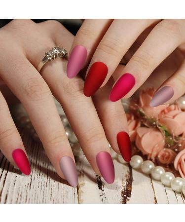 480 Piece 20 Sets Matte & Glitter False Nails: Medium Long Almond Press-On Nails for Women & Girls - Buy Online on GoSupps.com