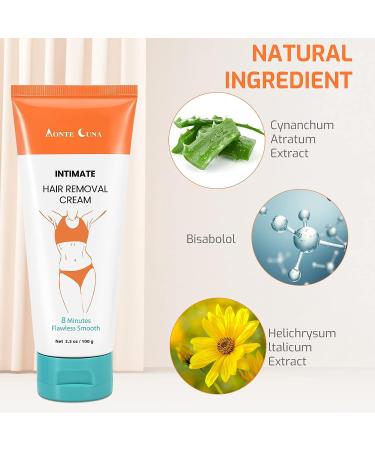 Bablabear Intimate Hair Removal Cream 100g - Fast & Effective Depilatory for Women & Men - Face, Leg, Underarm, Chest, Bikini - Soothing Formula for Unwanted Body Hair - Buy Online on GoSupps.com
