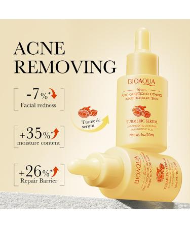 BIOAQUA Turmeric Facial Serum | Anti-Oxidation & Soothing Acne Relief | Hyaluronic Acid Moisturizer | 30ml - Buy Online on GoSupps.com