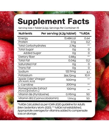 PL'IX - THE PLANT FIX L-Carnitine ACV Effervescent Tablets Helps To Turn Fat Into Energy | 15 Tablets Pack Of 1 | With Apple & Cinnamon | Supports Fat Burn | Weight Loss Drink for Women Men - Buy Online on GoSupps.com