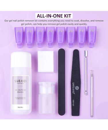 Saviland 250ML Gel Nail Polish Remover Kit with Clips, Cuticle Pusher, and 500PCS Cotton Pads - Nail Remover Manicure Kit for Salon & Home DIY - Buy Online on GoSupps.com