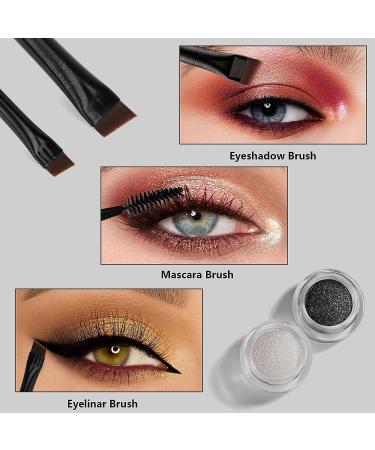 Angled Eyeliner Eyebrow Brush Set - Ultra-Fine Slanted Brushes for Brow Grooming and Mascara Application - 3 Pack Eyeshadow Blending Brushes - Beauty Cosmetic Tool in Black - Buy Online on GoSupps.com