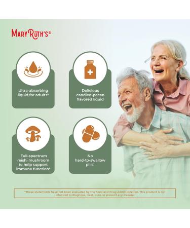 MaryRuth Organics Reishi Vegan Mushroom Supplement | Ultra Absorption Liposomal | Immune Support with 200mg Beta-Glucans Vegan |Full Spectrum Reishi Mushrooms Fruiting Body | 7.6 oz  - Buy Online on GoSupps.com