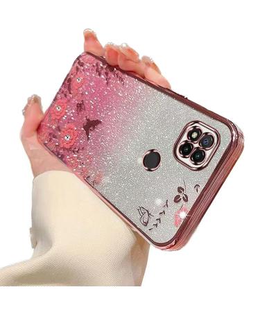 Tivenfezk nadoli glitter diamond case for xiaomi redmi 9c sparkle flower butterfly cell phone case soft slope cover frame glossy silicone rhinea