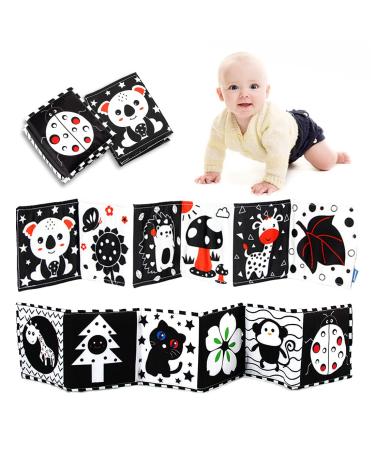 LuLumaoqu 2-Piece Black-and-White Red High Ratio Soft Cloth Book  Sensory Baby Toy  0-3-Year-Old Baby Bed Hanging Cloth Book  Training of Baby's Visual and Cognitive Ability